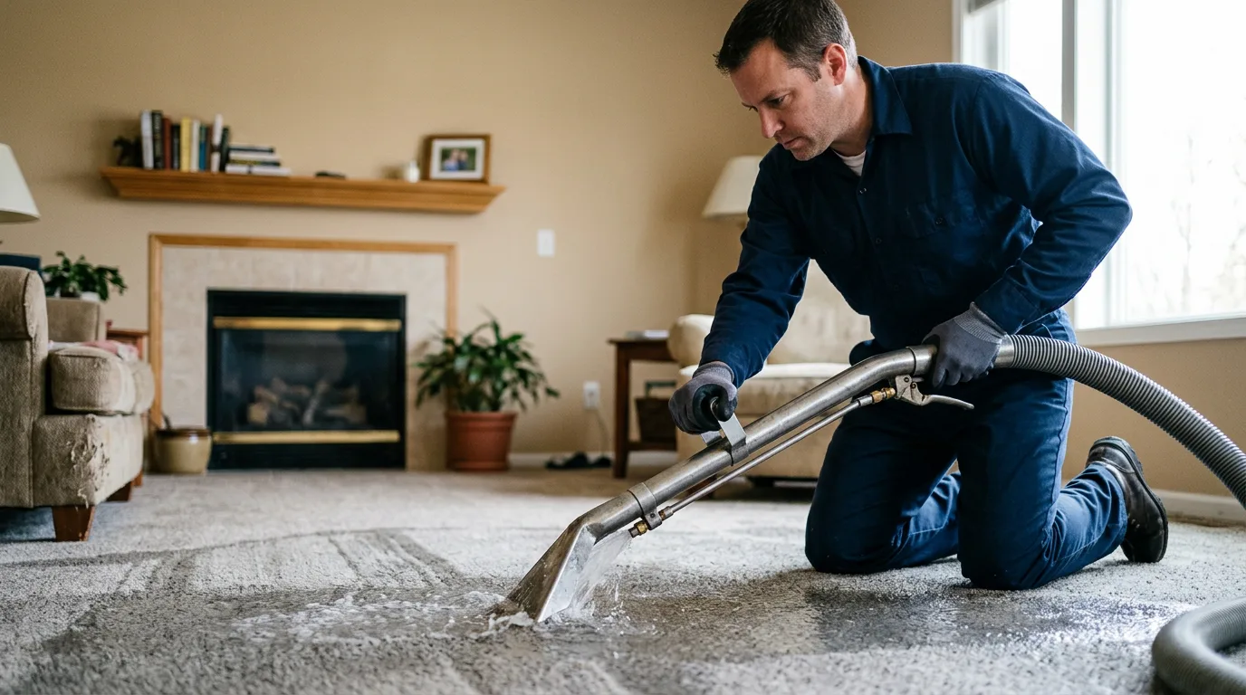 Water damage restoration technician working near Crum, WV